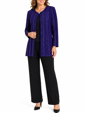Ronni Nicole II Ouida Purple Glitter Wave Open Front Cardigan Jacket 18W